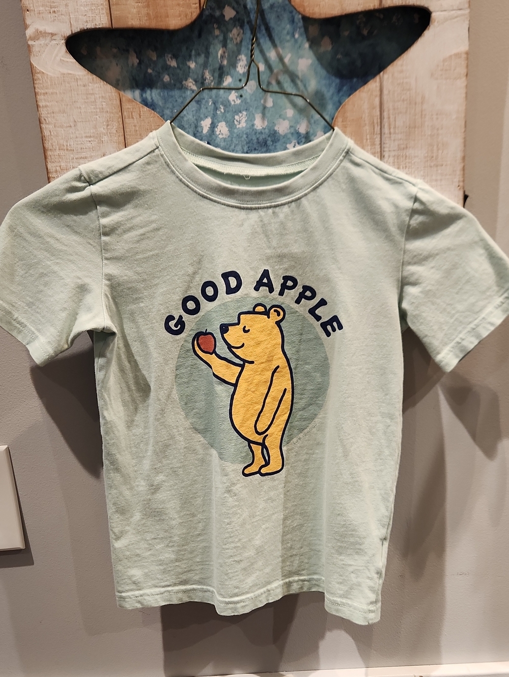 Life Is Good Crusher Mint Green 'Good Apple' Kids Graphic Tee Sz S
